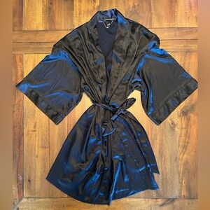 Victoria's Secret Black Satin Robe